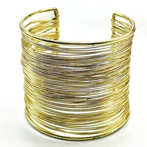 Wire Cuff Bracelet Wide Gold Tone Ethnic Native Tribal Southwest Classic